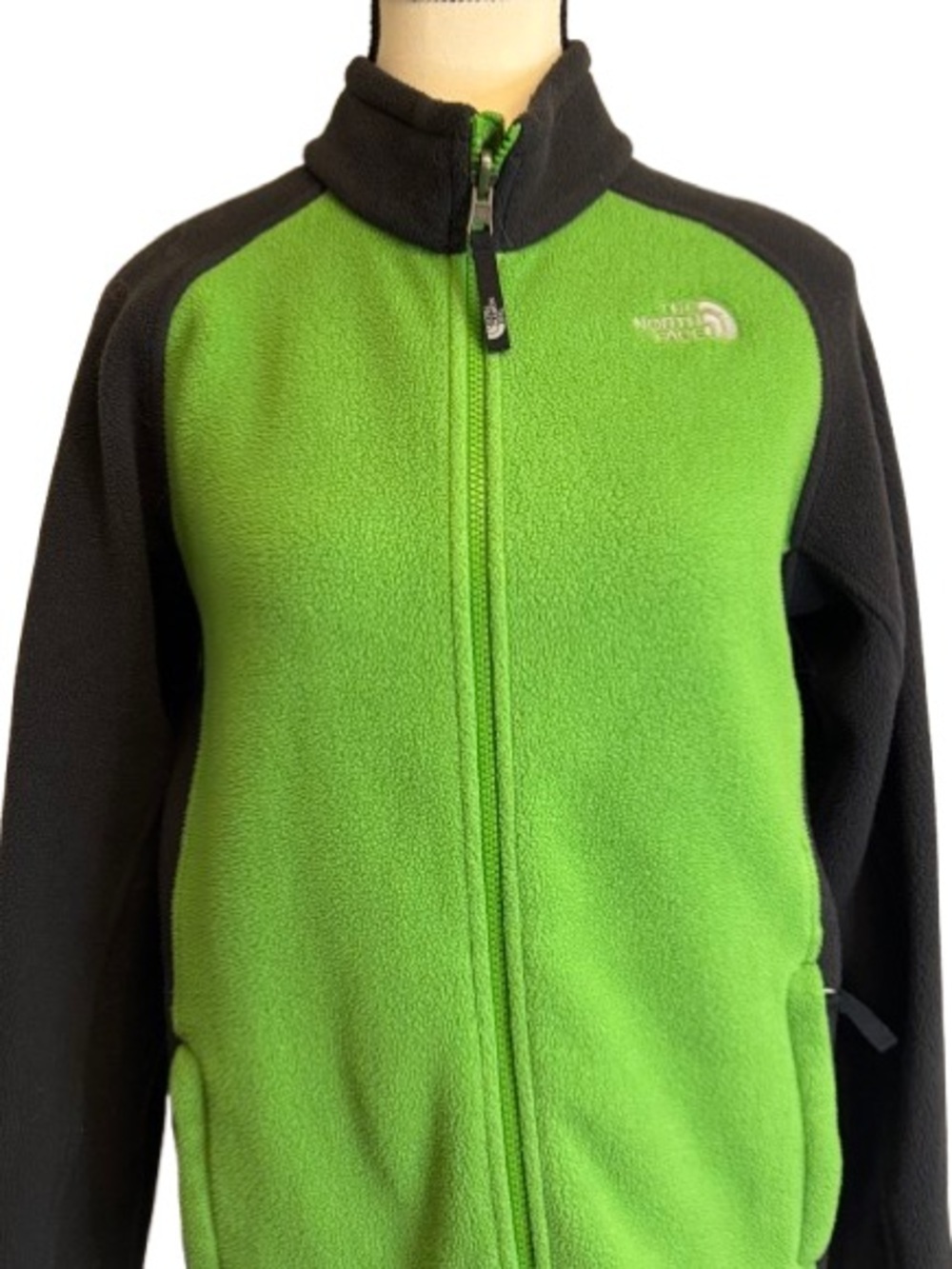 Boys The North Face Green Black Fleece Jacket Full Zip Youth LG 14/16 Outdoor - Picture 3 of 6